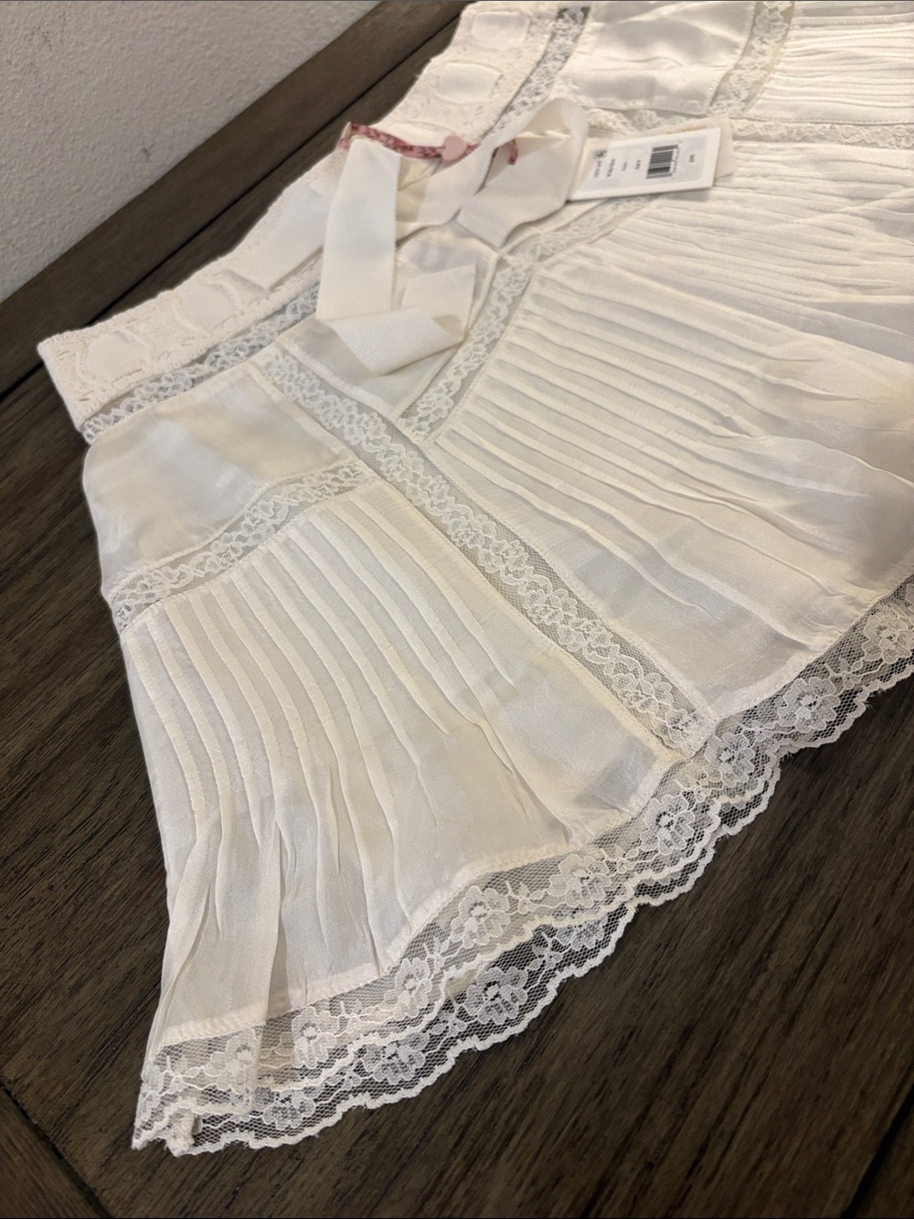 NWT [LoveShackFancy] Willia Silk Lace-Detailed Mini Skirt Women’s 0 - Picture 6 of 16